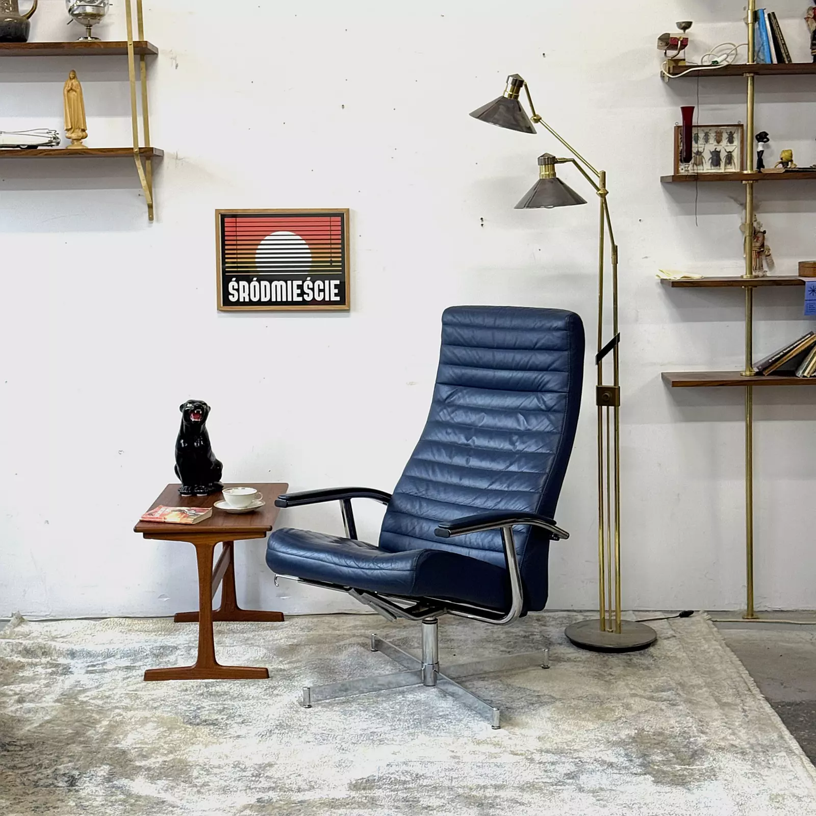 Vintage reclining swivel armchair, Bolia, Denmark, 1970s