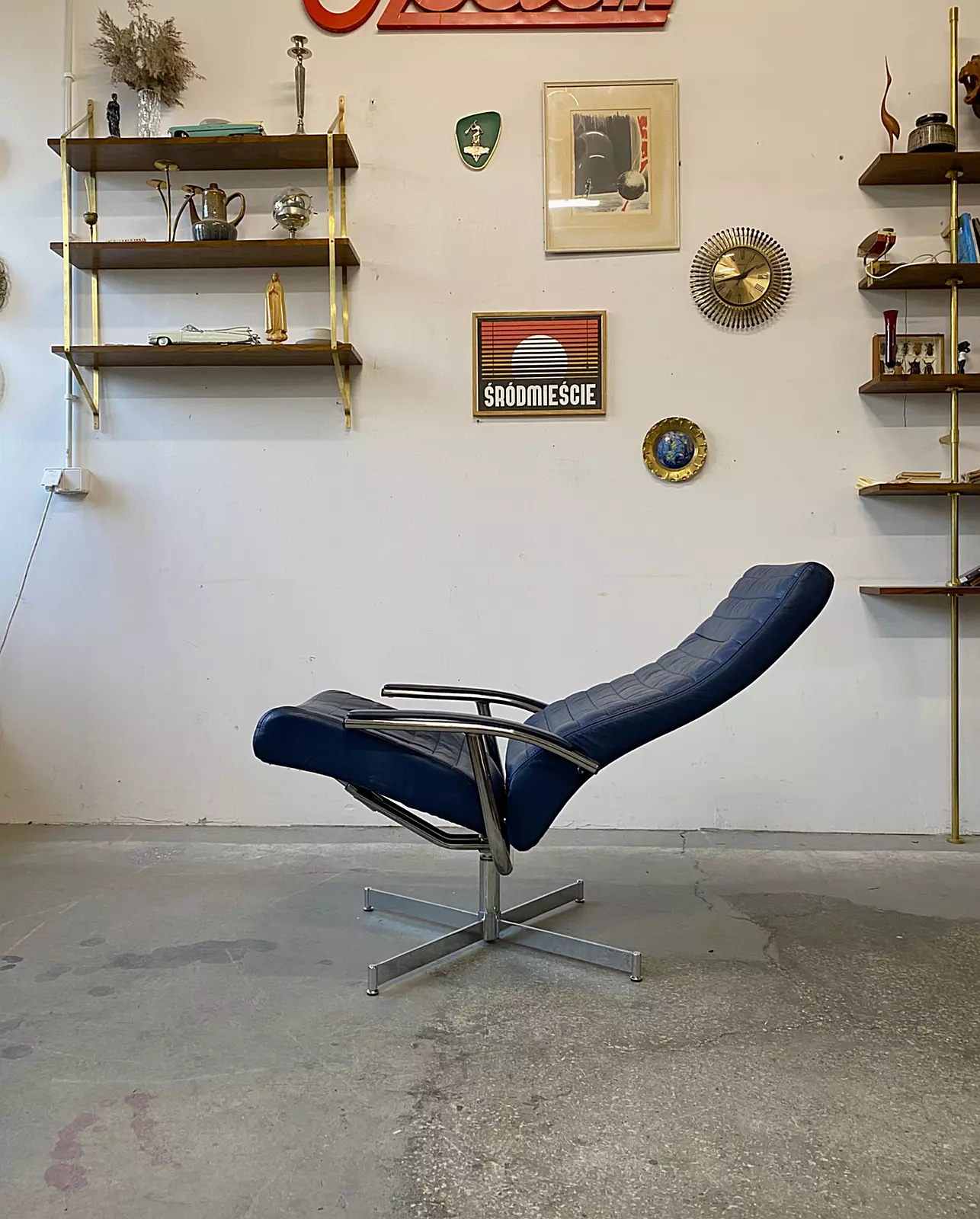 Vintage reclining swivel armchair, Bolia, Denmark, 1970s