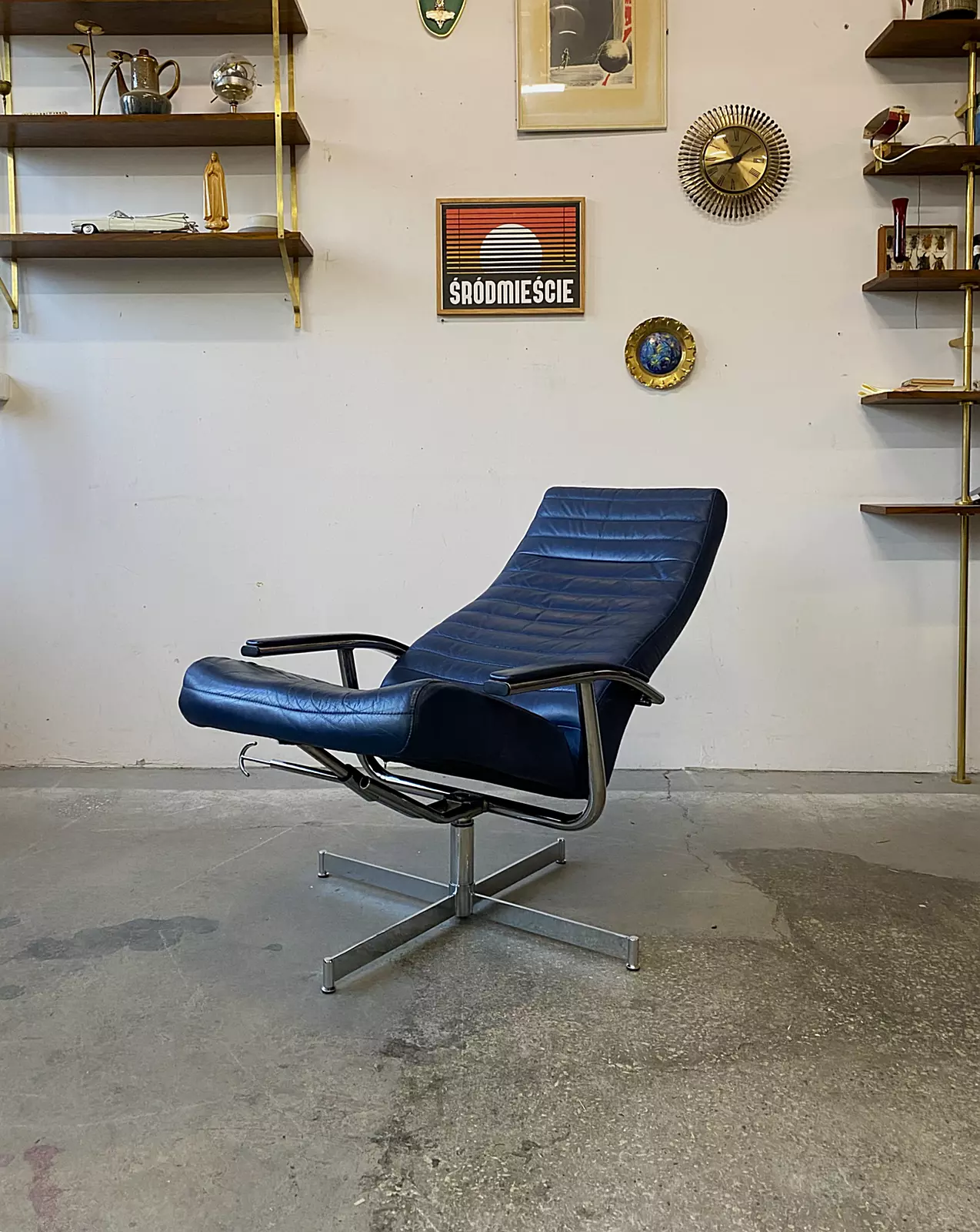 Vintage reclining swivel armchair, Bolia, Denmark, 1970s