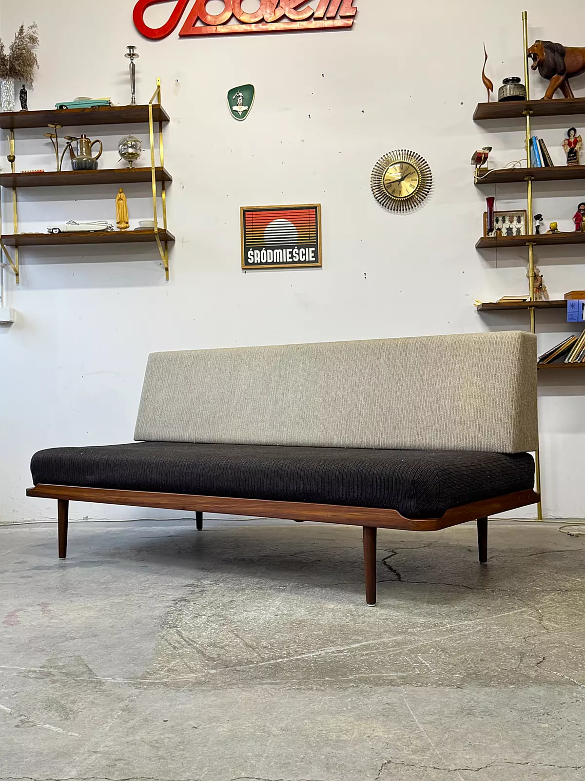 Sofa wełniana vintage, daybed, Dania lata 60/70