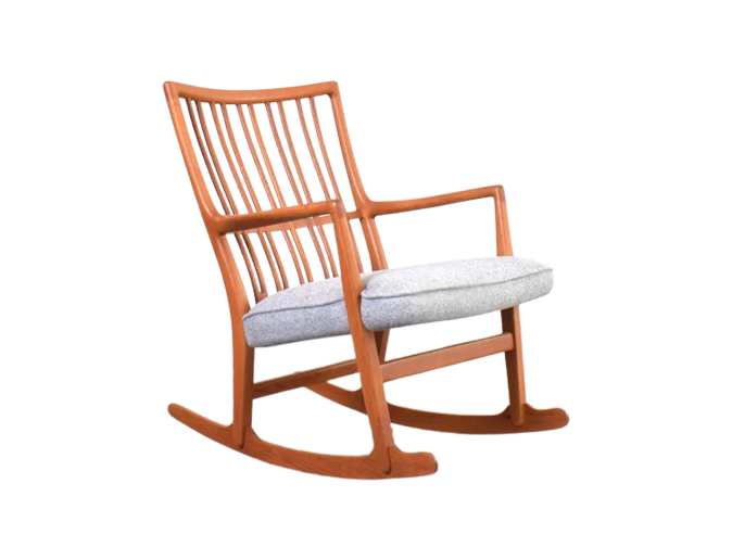 Vintage rocking chair designed by Hans Wegner, manufactured by A/S Mikael Laursen, Denmark, 1950s