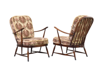 Para foteli vintage proj. Lucian Ercolani, prod. Ercol, Wielka Brytania, lata 60