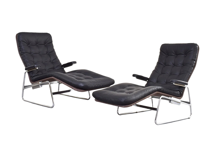 Pair of Fenix chaise longues designed by Sam Larsson, manufactured by Dux, Sweden, 1960s