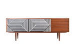 Scandinavian Vintage Sideboard with Op-Art Painted Decoration, Denmark, 1960s