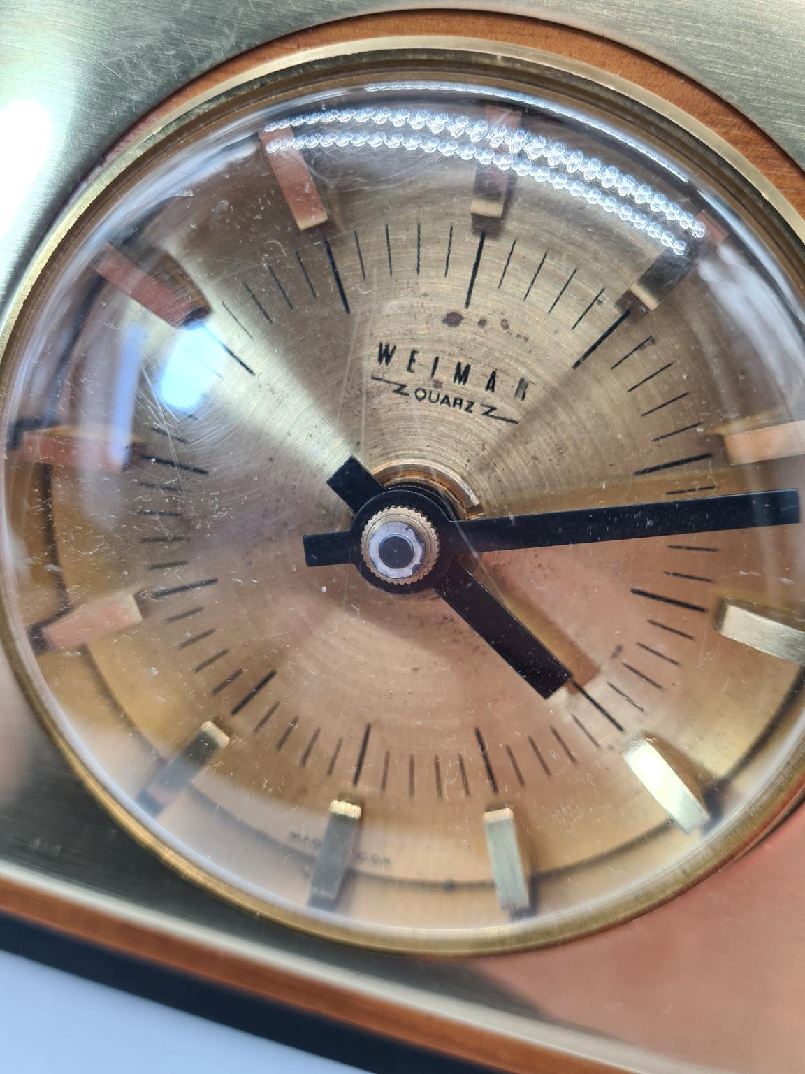 Modernistyczny zegar stołowy firmy Weimar Quartz, Niemcy, lata 70