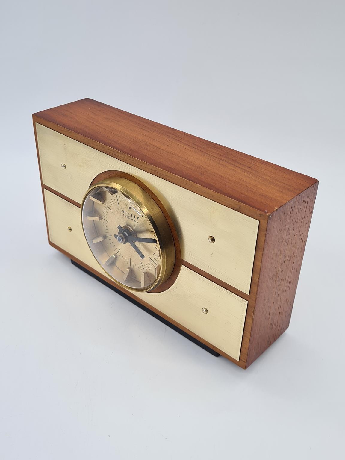 Modernistyczny zegar stołowy firmy Weimar Quartz, Niemcy, lata 70