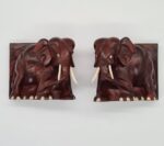 Vintage carved elephant-shaped bookends