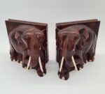 Vintage carved elephant-shaped bookends