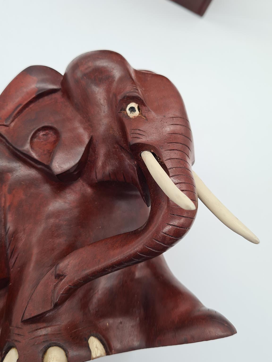 Vintage carved elephant-shaped bookends