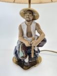 Lampa ceramiczna z figurką rybaka, lata 60/70