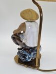 Lampa ceramiczna z figurką rybaka, lata 60/70