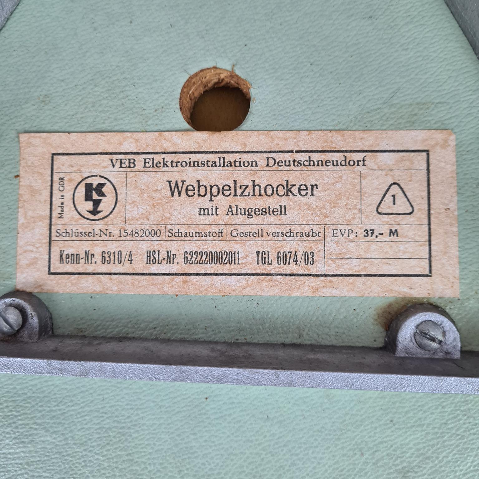 Vintage stools, VEB Elektroinstallation Deutschneudorf, Germany, 1960s/70s