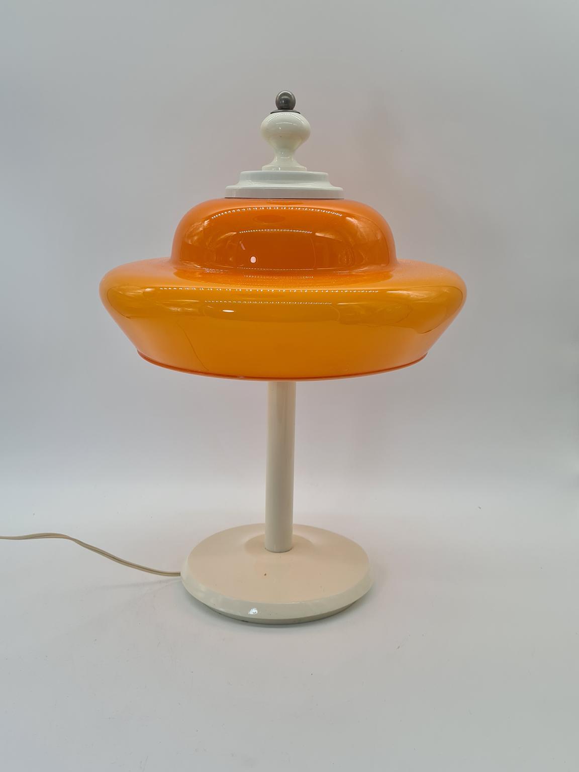Lampa Space Age z pomarańczowym kloszem, lata 70