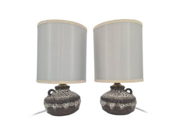 Ceramiczne lampy stołowe vintage, Fat Lava, Niemcy, lata 70