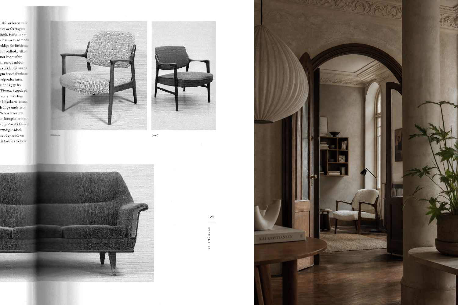 Fotel wypoczynkowy vintage Domus, proj. Inge Andersson, Bröderna Andersson, Szwecja, lata 60