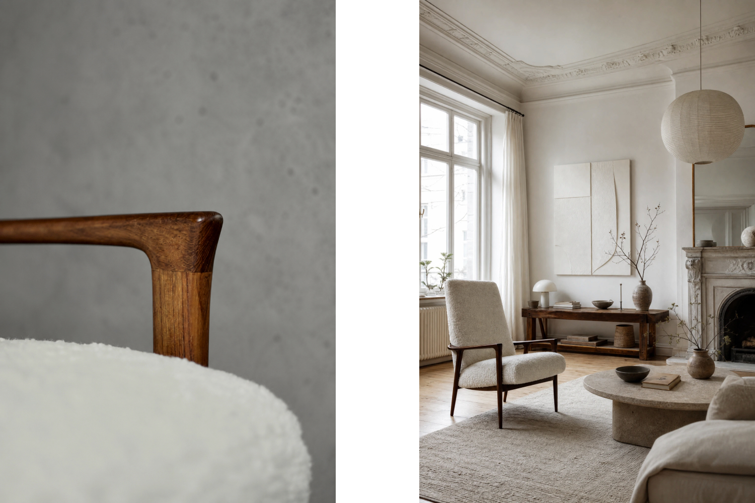 Wysoki fotel modernistyczny z białą tapicerką, Bröderna Andersson, Szwecja, lata 60