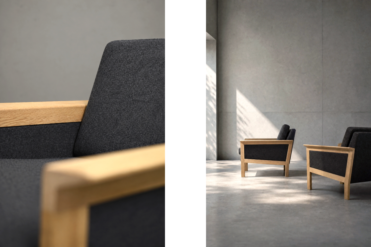 Pair of Oak Lounge Chairs, Denmark, 1960s