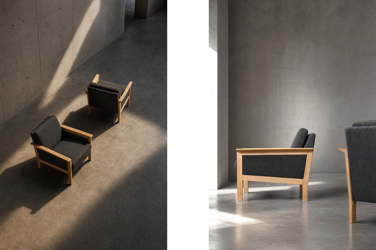 Pair of Oak Lounge Chairs, Denmark, 1960s