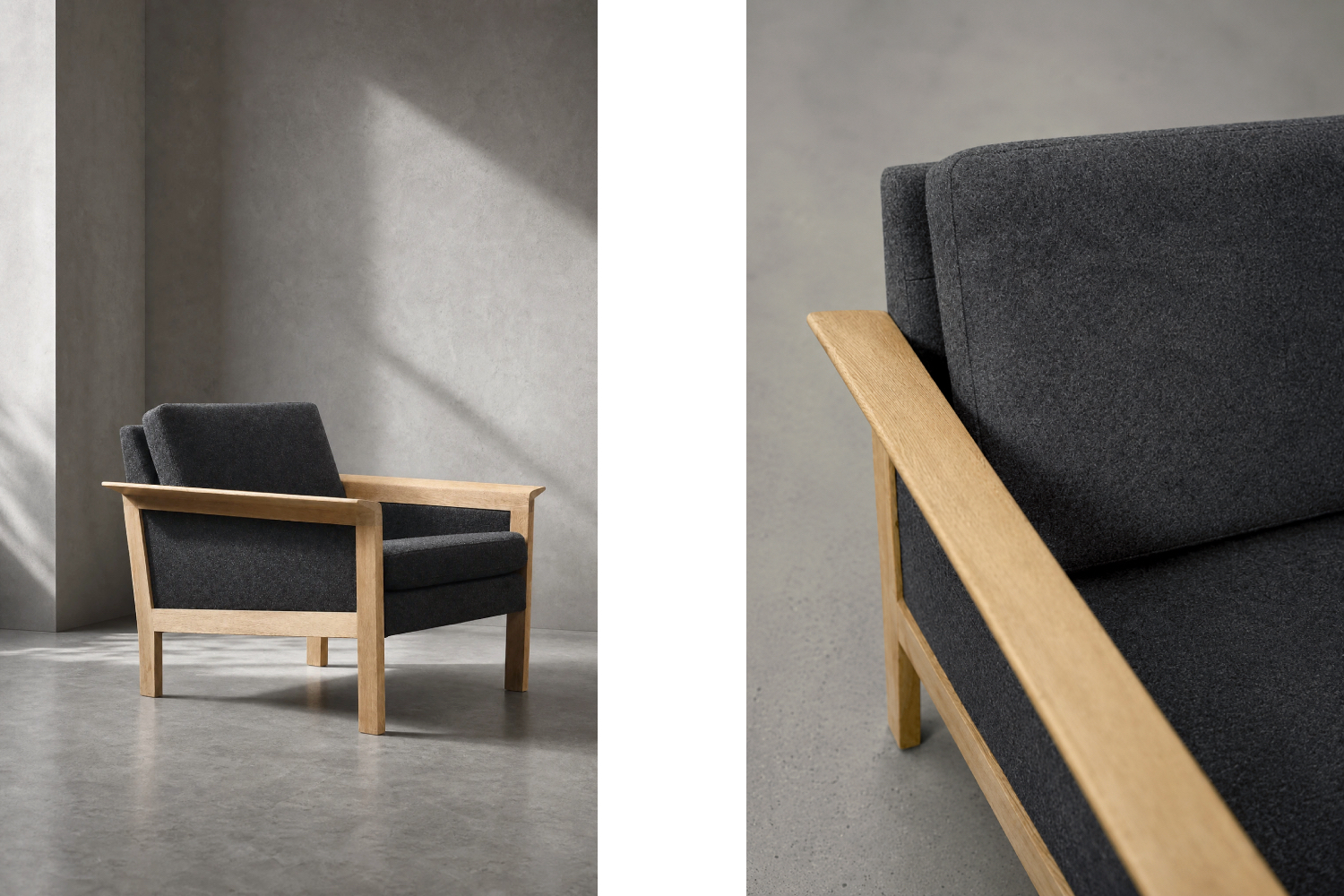 Pair of Oak Lounge Chairs, Denmark, 1960s