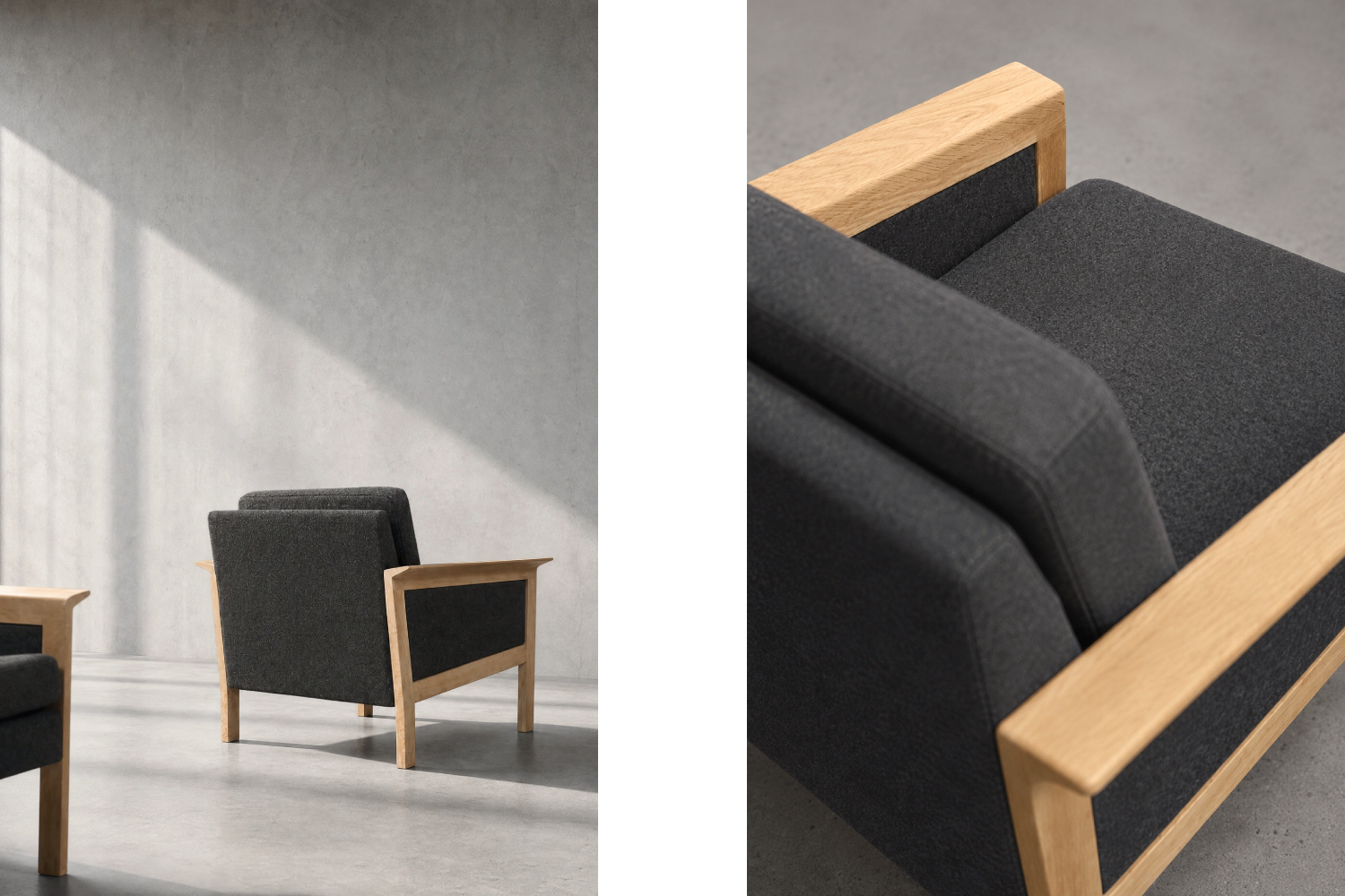 Pair of Oak Lounge Chairs, Denmark, 1960s
