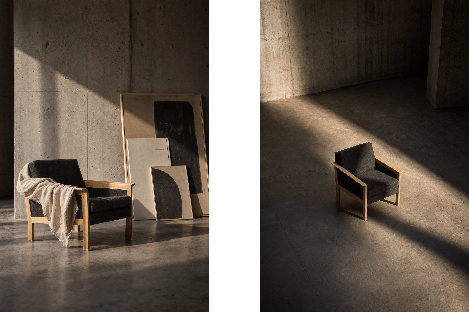 Pair of Oak Lounge Chairs, Denmark, 1960s