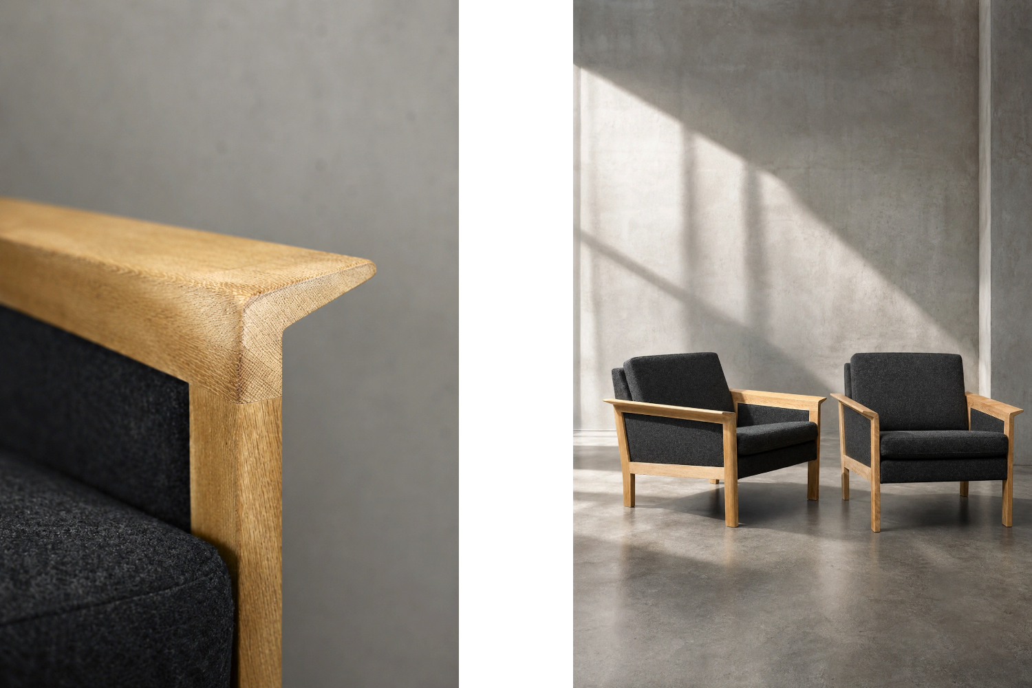 Pair of Oak Lounge Chairs, Denmark, 1960s