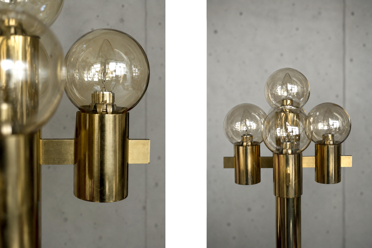 Mosiężna lampa podłogowa model 1892/4, proj. Hans-Agne Jakobsson, Hans-Agne Jakobsson AB, Szwecja, lata 70