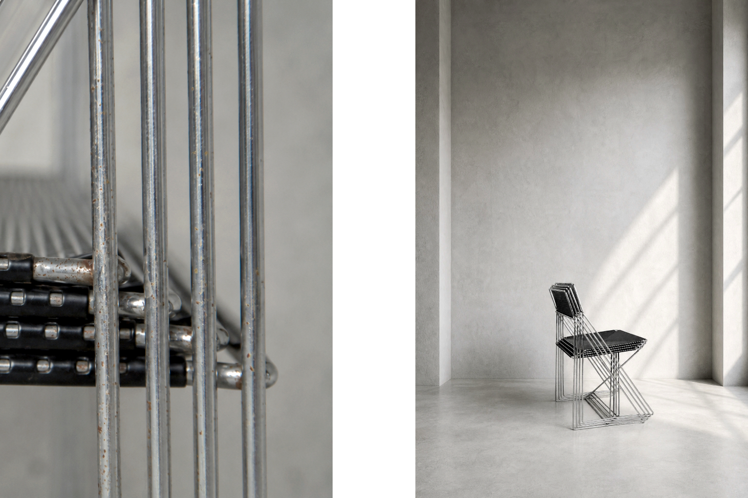 Komplet 4 krzeseł X-line, proj. Niels Jørgen Haugesen dla Hybodan A/S, Dania, lata 70