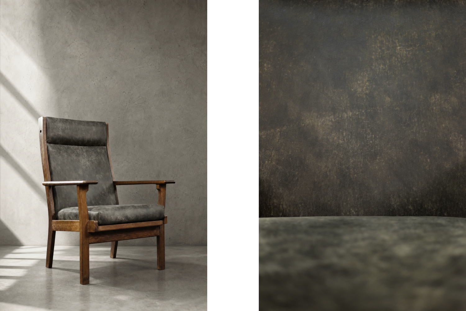 Dębowy fotel vintage GE 181 A, proj. Hans J. Wegner, Getama, Dania, lata 50
