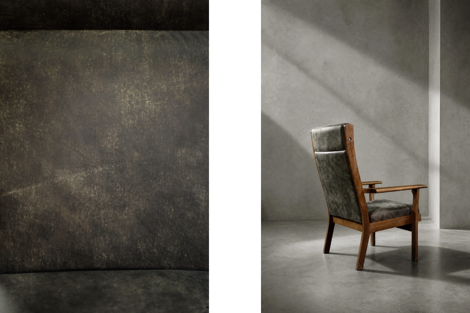 Dębowy fotel vintage GE 181 A, proj. Hans J. Wegner, Getama, Dania, lata 50