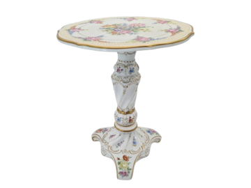 Porcelanowy stolik z ręcznie malowaną dekoracją kwiatową, Niemcy