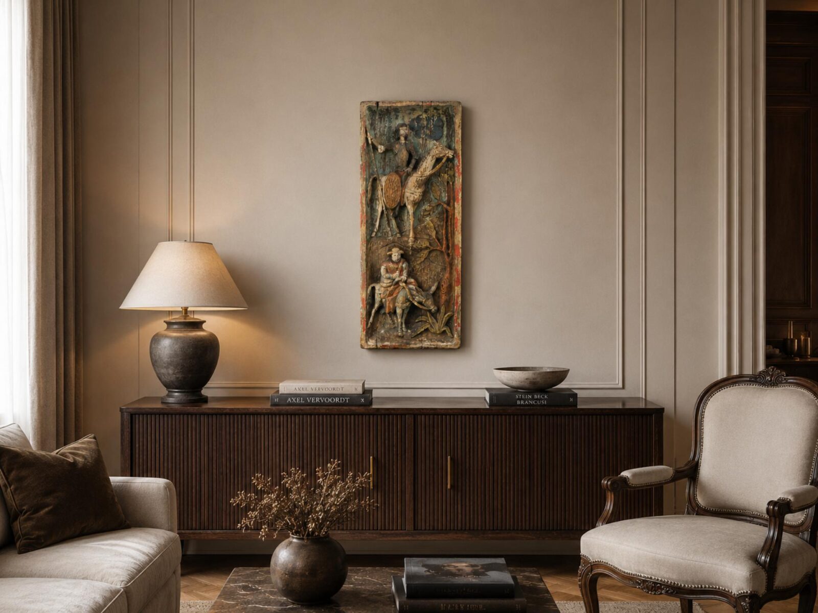 Large Polychrome Bas-Relief, Spain, 1960s