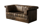 Dwuosobowa brutalistyczna skórzana sofa z funkcją spania, Niemcy, lata 70