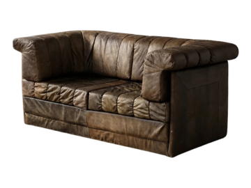 Dwuosobowa brutalistyczna skórzana sofa z funkcją spania, Niemcy, lata 70