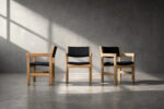Komplet 4 krzeseł gabinetowych, proj. Hans J. Wegner dla Getama, Dania, lata 60