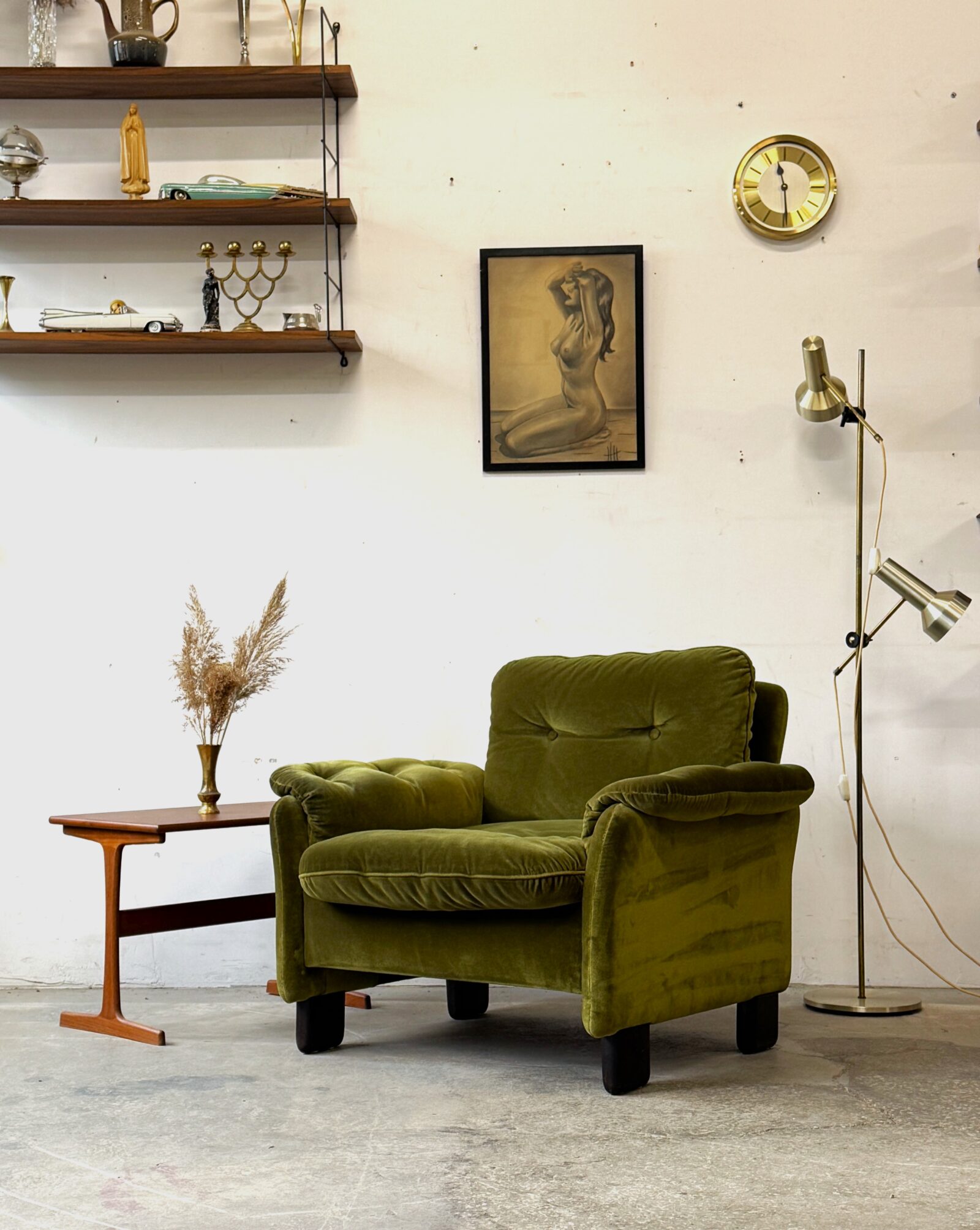Fotel welurowy vintage, Dania, lata 60