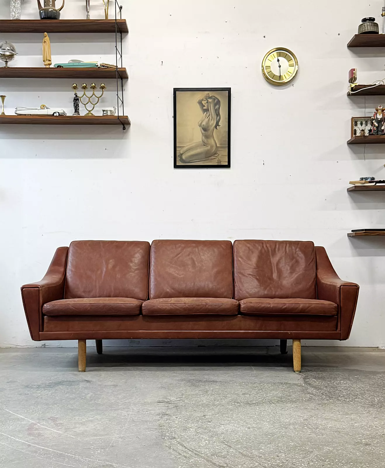 Vintage leather sofa, designed by G. Thams, Denmark, 1960s