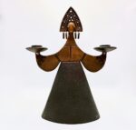 Vintage copper candlestick in the style of Bjørn Wiinblad, 1970s