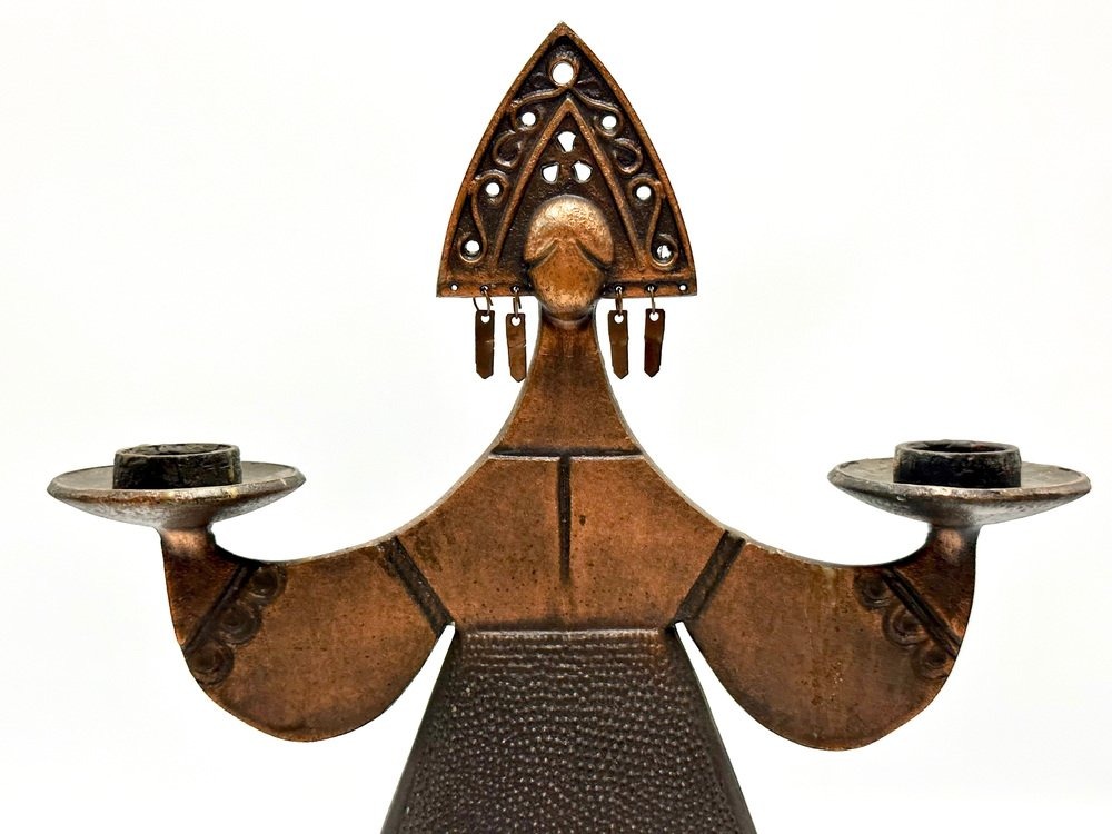 Vintage copper candlestick in the style of Bjørn Wiinblad, 1970s