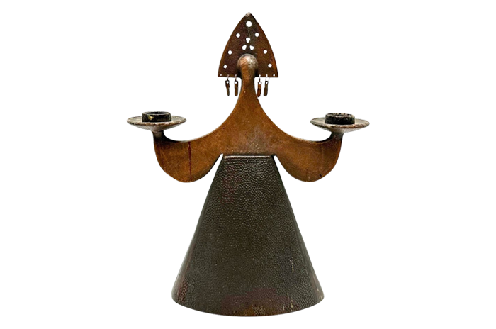 Vintage copper candlestick in the style of Bjørn Wiinblad, 1970s