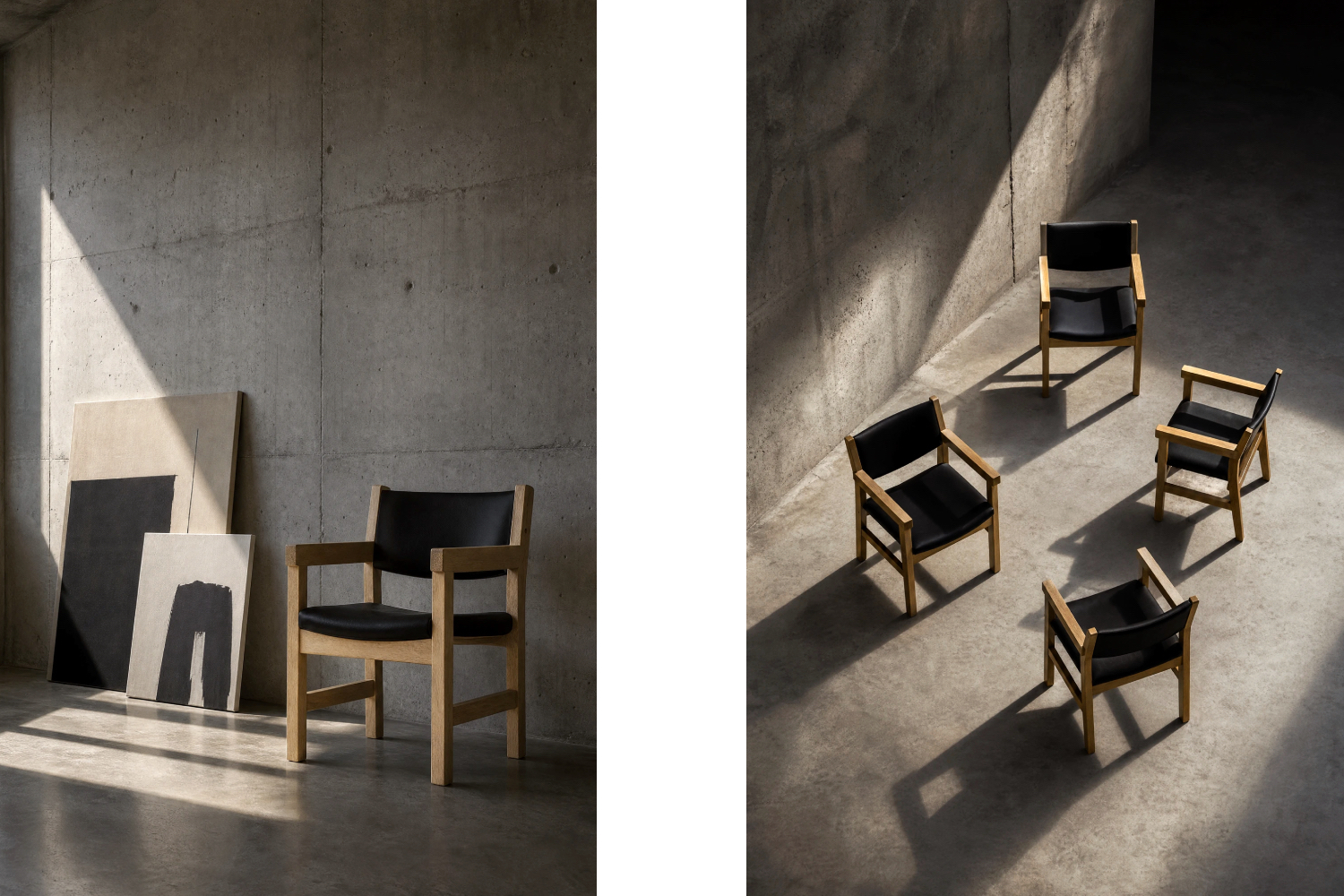 Komplet 4 krzeseł gabinetowych, proj. Hans J. Wegner dla Getama, Dania, lata 60