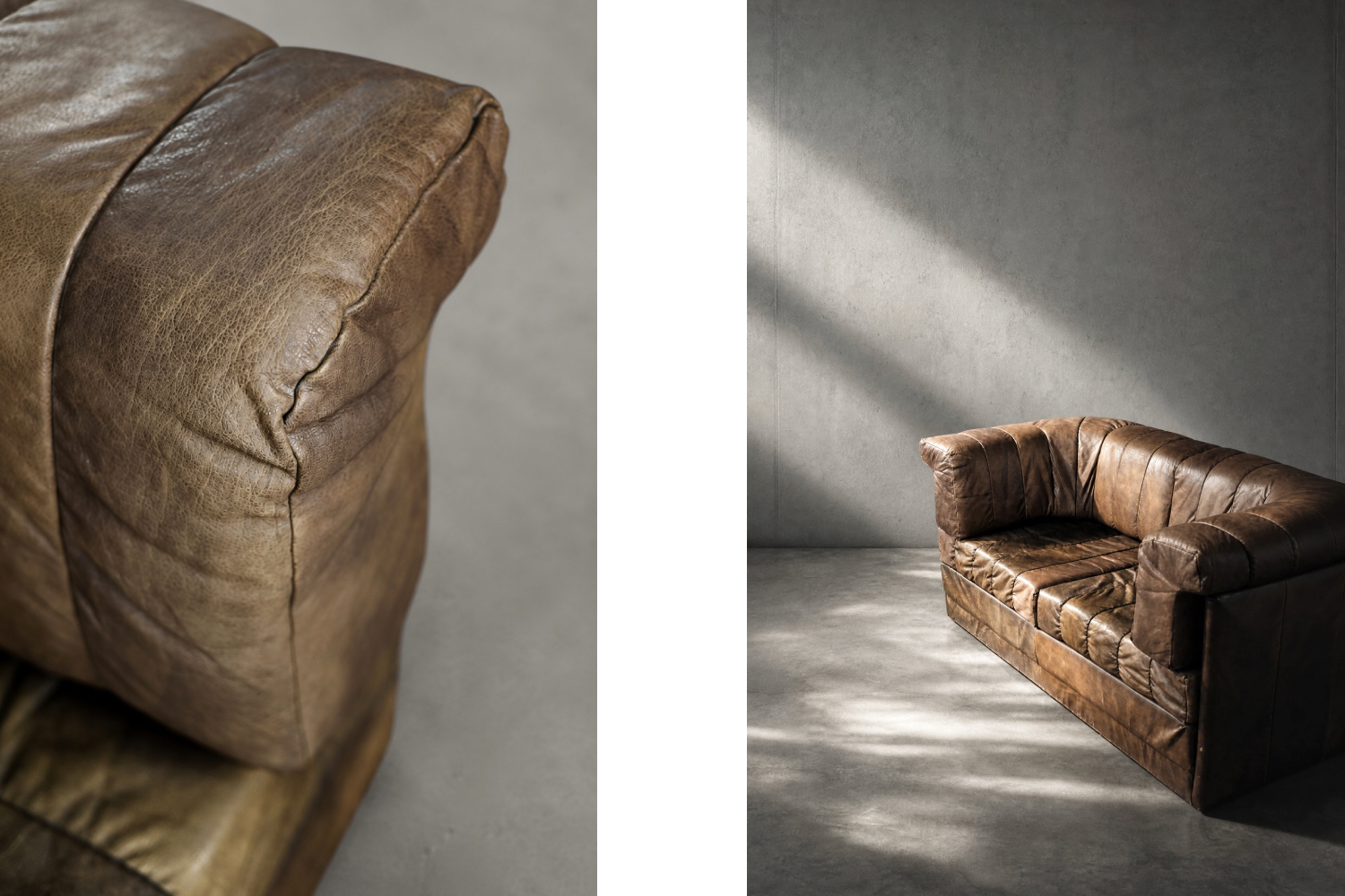 Dwuosobowa brutalistyczna skórzana sofa z funkcją spania, Niemcy, lata 70