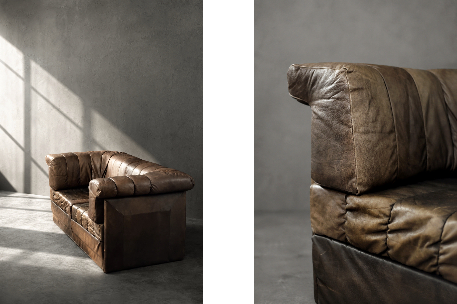 Dwuosobowa brutalistyczna skórzana sofa z funkcją spania, Niemcy, lata 70
