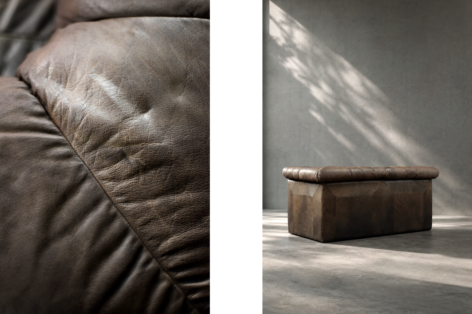 Dwuosobowa brutalistyczna skórzana sofa z funkcją spania, Niemcy, lata 70