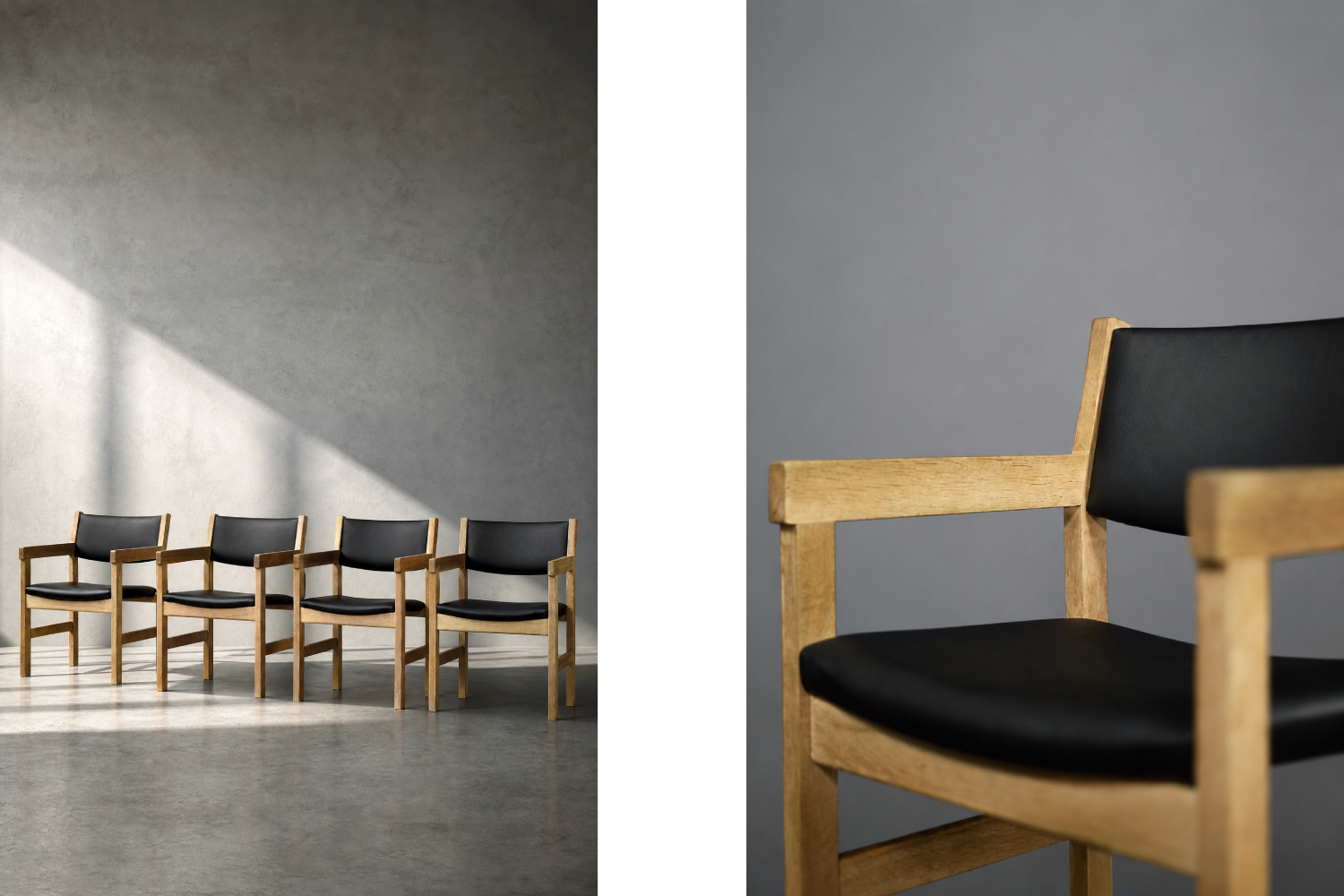 Komplet 4 krzeseł gabinetowych, proj. Hans J. Wegner dla Getama, Dania, lata 60
