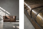 Dwuosobowa brutalistyczna skórzana sofa z funkcją spania, Niemcy, lata 70