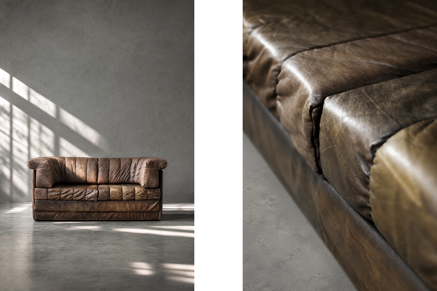 Dwuosobowa brutalistyczna skórzana sofa z funkcją spania, Niemcy, lata 70