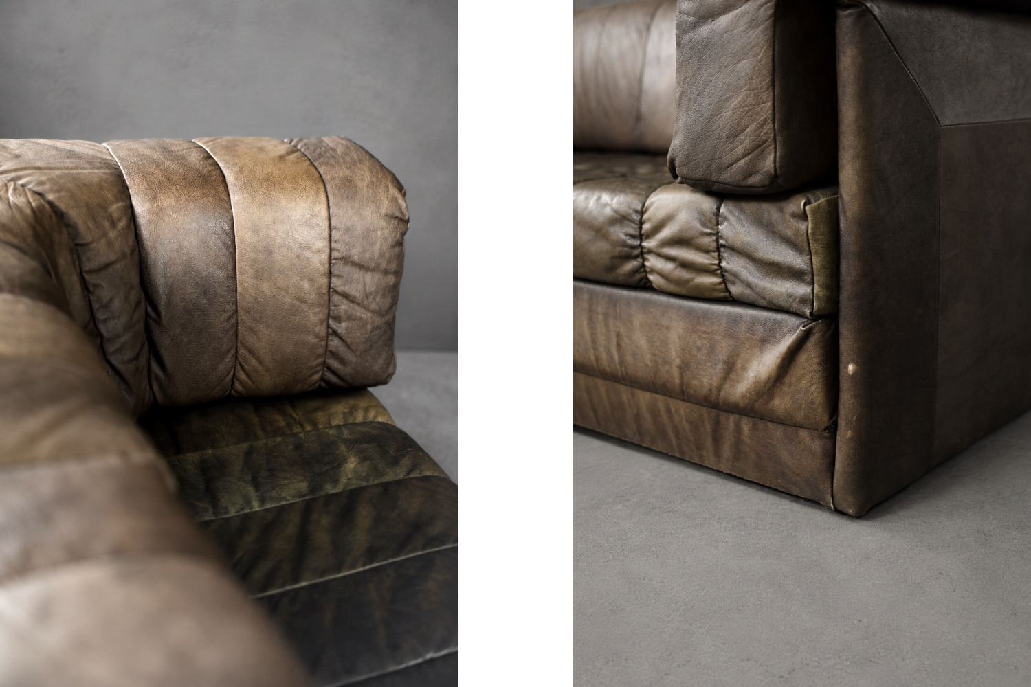 Dwuosobowa brutalistyczna skórzana sofa z funkcją spania, Niemcy, lata 70
