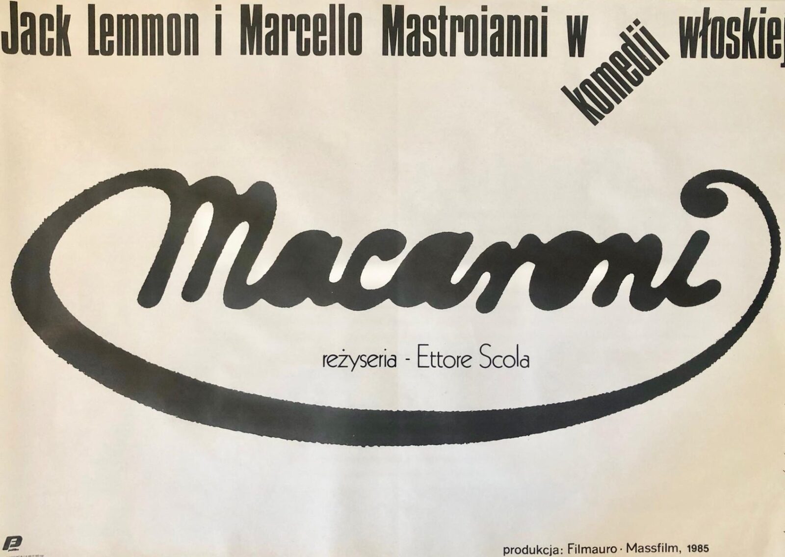 Plakat filmowy “Macaroni” Proj. Mieczysław Wasilewski, PRL, 1987