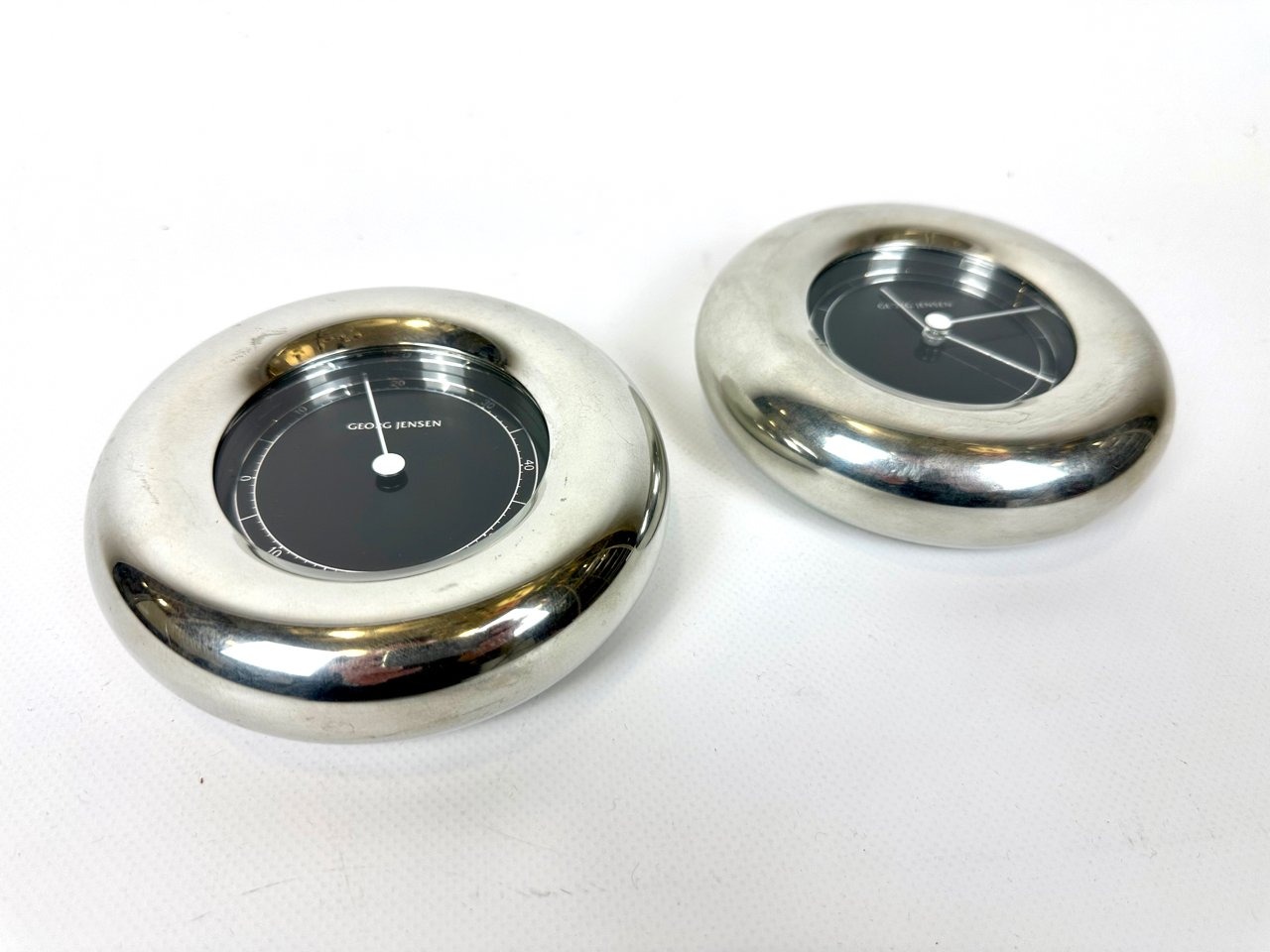Vintage clock and thermometer, designed by Andreas Mikkelsen, manufactured by Georg Jensen, Denmark, 1990s